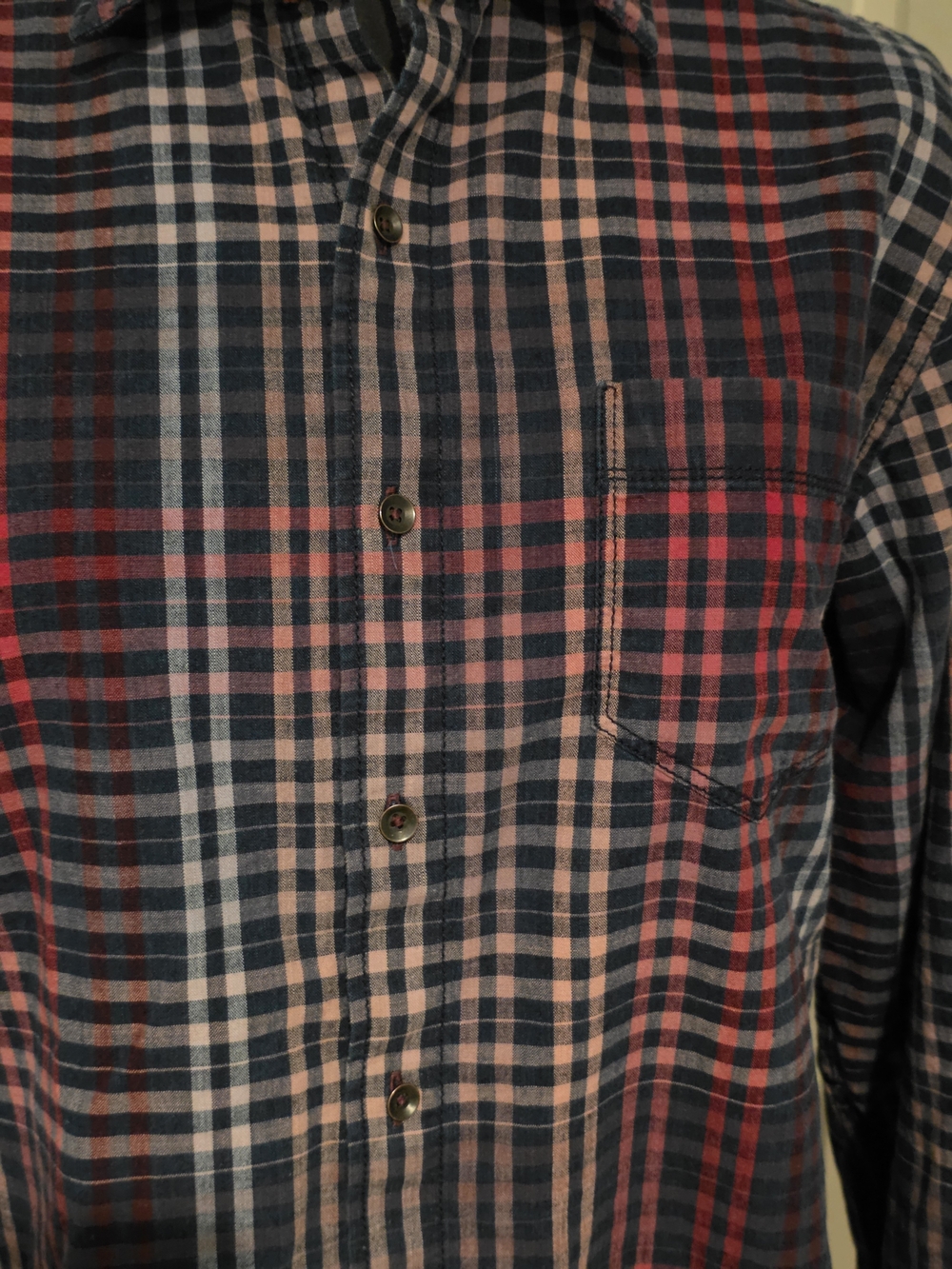 Tommy Bahama Navy, Red and White Plaid Button-Down Shirt - Picture 2 of 5